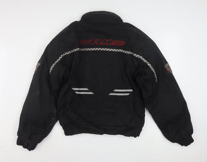 FLM Mens Black M Motorcycle Jacket Padded Lined Short Zip