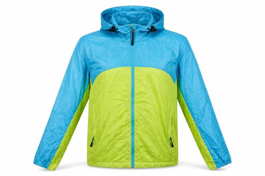 CAMP7 Men's Blue Green Windbreaker Jacket L Hooded Lightweight Outdoor