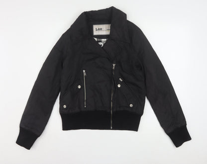 Lee Women Black Small Biker Jacket with Zip Detail