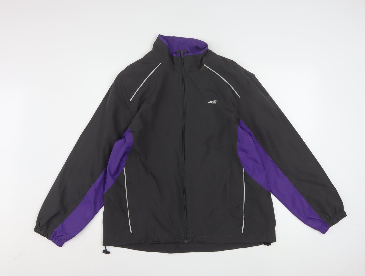 Avia Women's Black Purple XL Windbreaker Jacket Lightweight Zip Sports