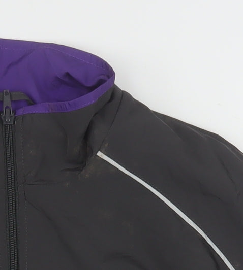 Avia Women's Black Purple XL Windbreaker Jacket Lightweight Zip Sports