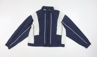K-Swiss Mens Blue White Windbreaker Jacket Size M Sports Retro