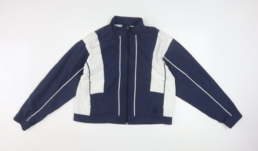 K-Swiss Mens Blue White Windbreaker Jacket Size M Sports Retro