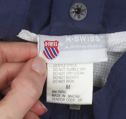 K-Swiss Mens Blue White Windbreaker Jacket Size M Sports Retro