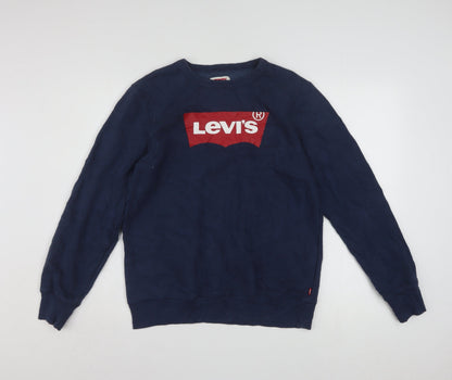 Levi's Boys Blue XL 13-15 Years Crew Neck Logo Pullover Sweatshirt