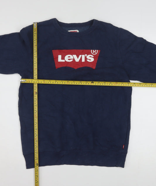 Levi's Boys Blue XL 13-15 Years Crew Neck Logo Pullover Sweatshirt