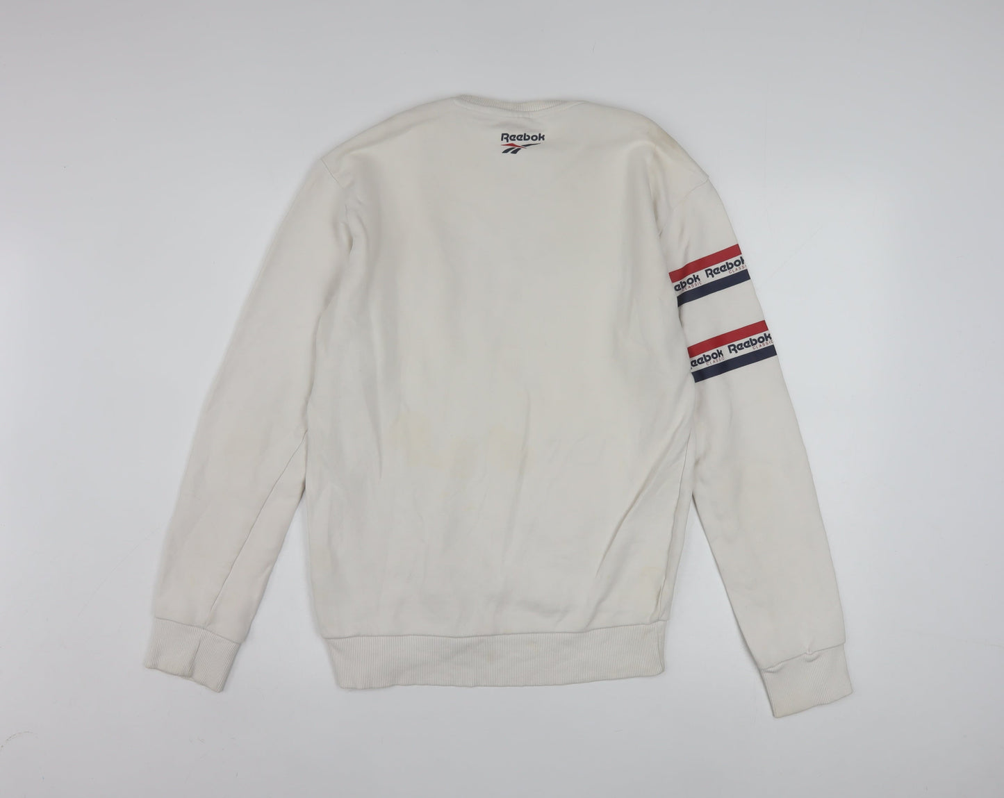 Reebok Men's White Graphic Logo Pullover Sweatshirt Size S
