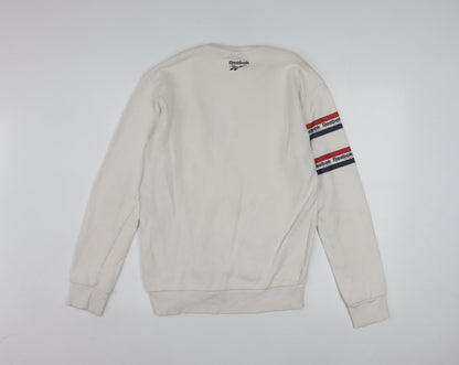 Reebok Men's White Graphic Logo Pullover Sweatshirt Size S