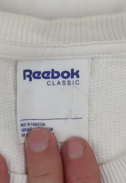 Reebok Men's White Graphic Logo Pullover Sweatshirt Size S