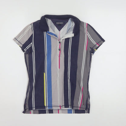 Tommy Hilfiger Women's Multicoloured Striped Polo Shirt Size M