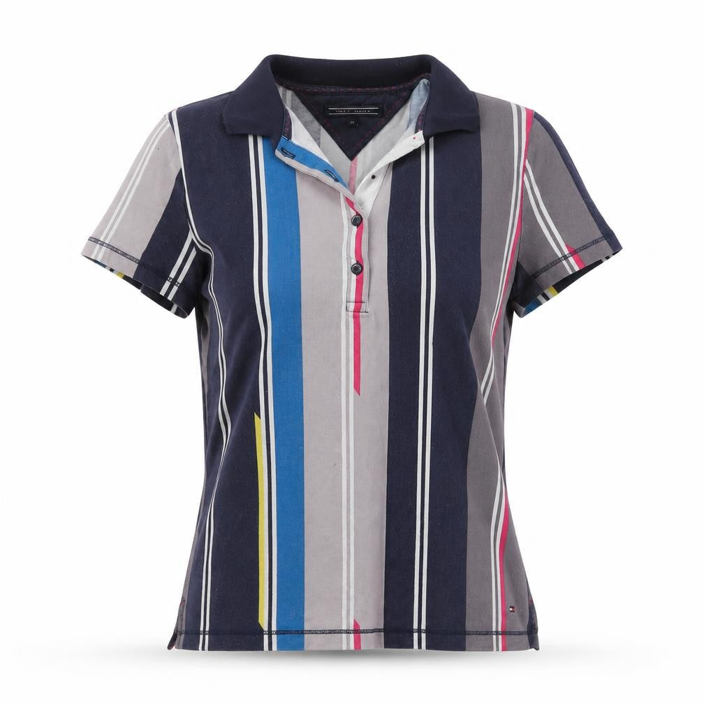 Tommy Hilfiger Women's Multicoloured Striped Polo Shirt Size M