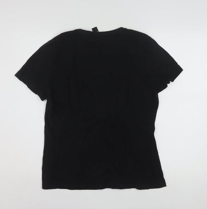 Adidas Womens Black Cotton Sports Logo T-Shirt Size 16
