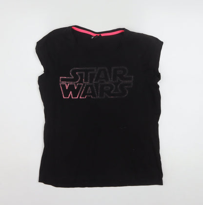 Star Wars Women's Black L Cotton Glitter Logo T-Shirt