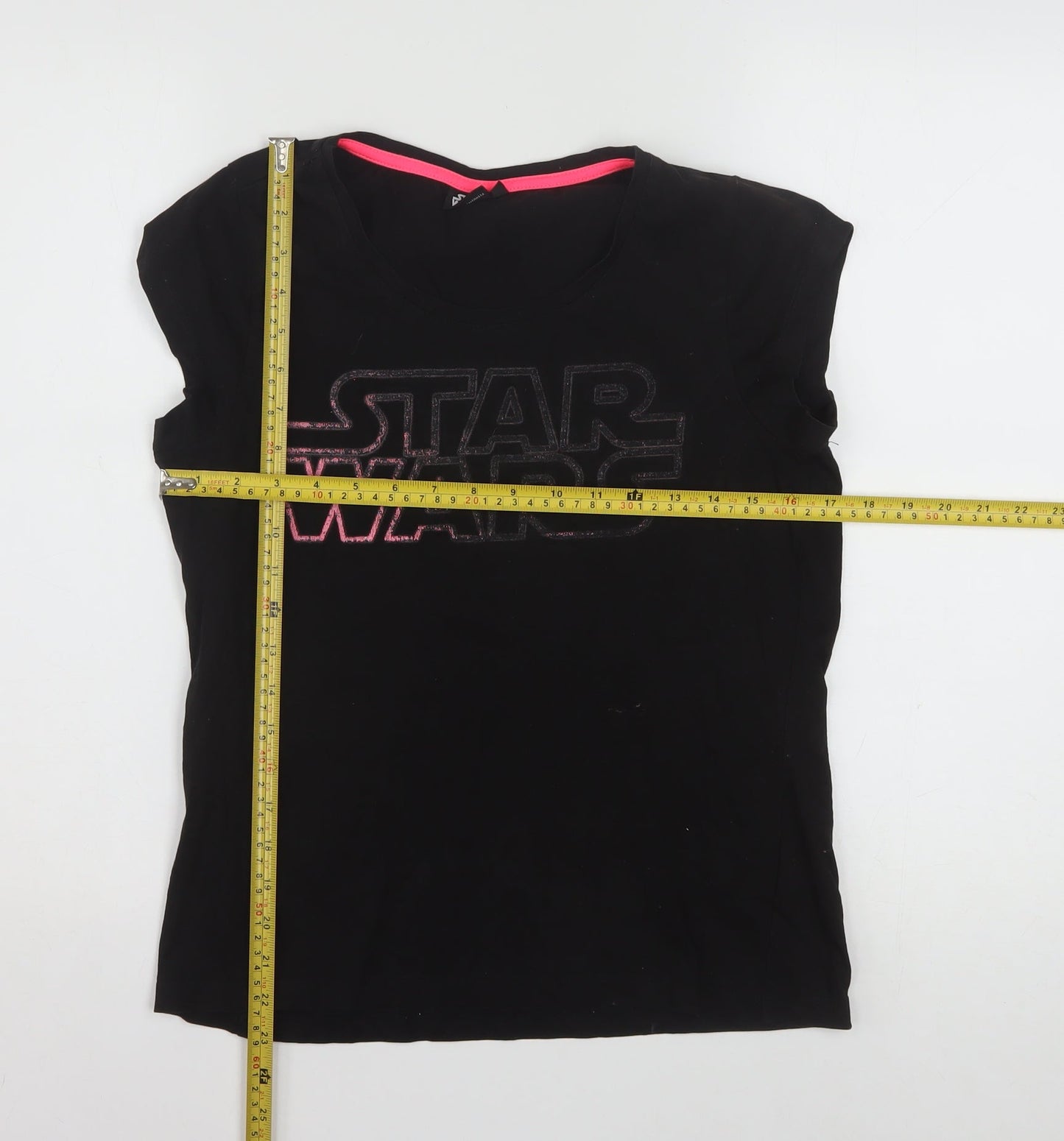 Star Wars Women's Black L Cotton Glitter Logo T-Shirt