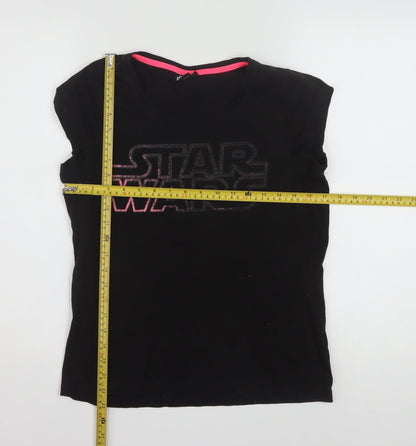 Star Wars Women's Black L Cotton Glitter Logo T-Shirt