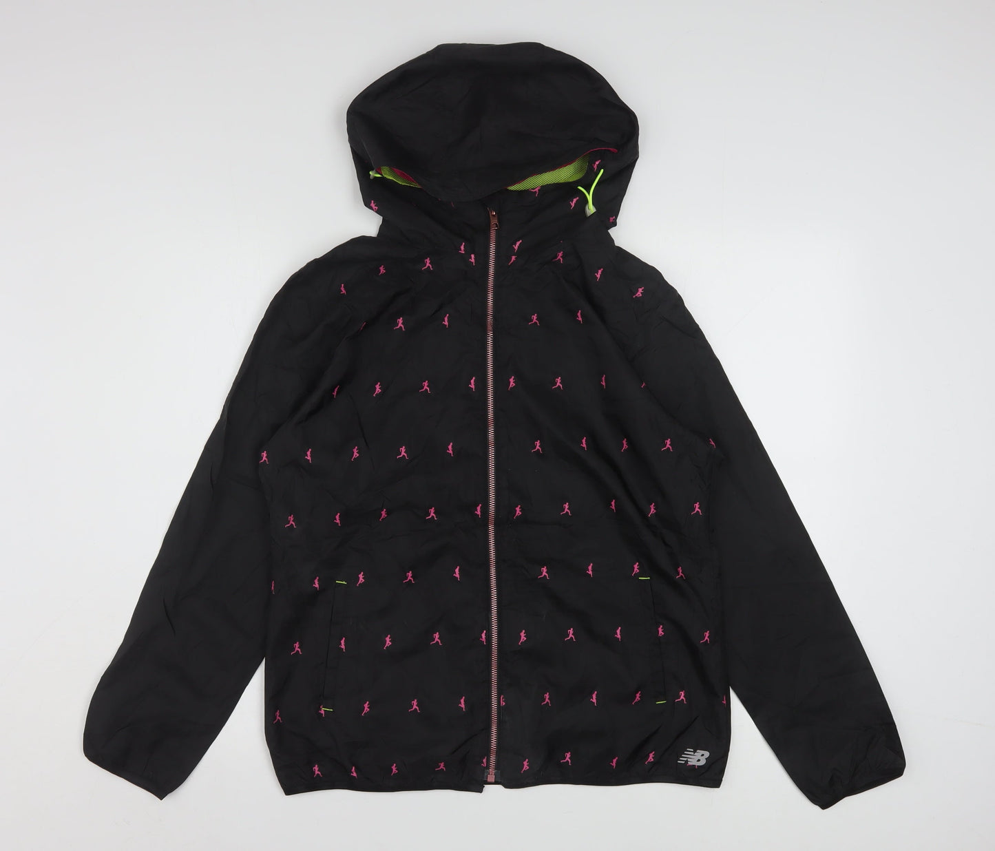 New Balance Womens Black L Hooded Windbreaker Jacket