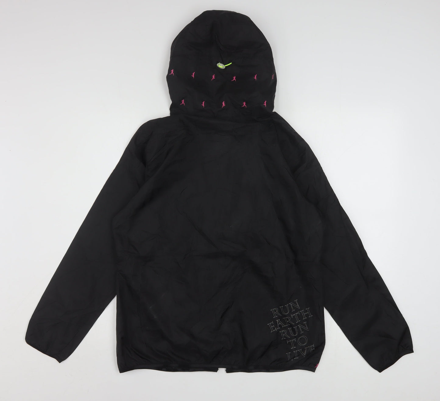 New Balance Womens Black L Hooded Windbreaker Jacket