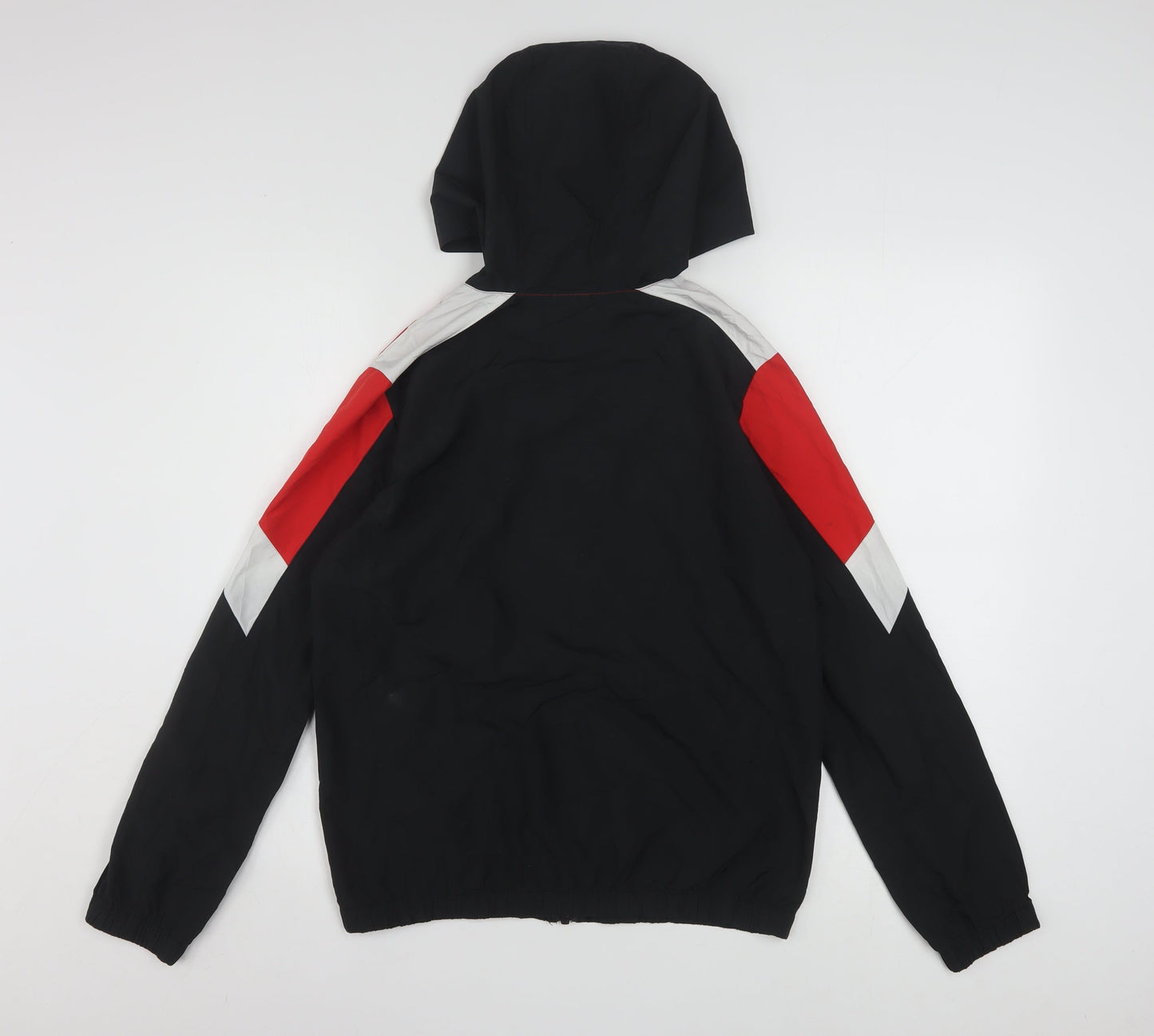 Nike Womens Red Black Hooded Windbreaker Jacket L Polyester Lightweight