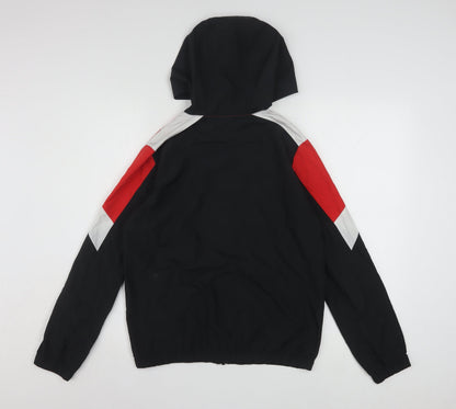 Nike Womens Red Black Hooded Windbreaker Jacket L Polyester Lightweight