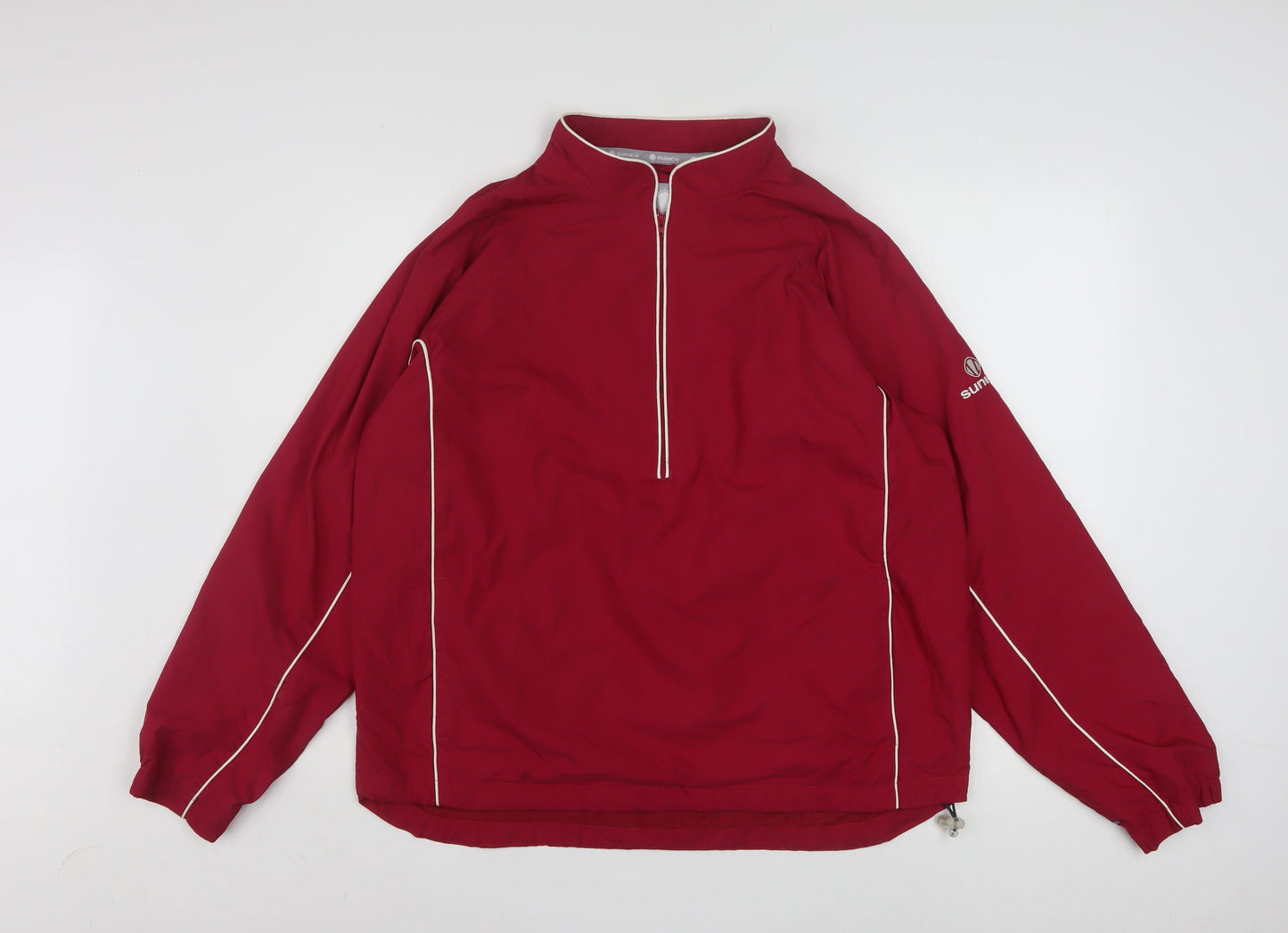Sunice Men’s Red L Windbreaker Golf Jacket 1/4 Zip Polyester