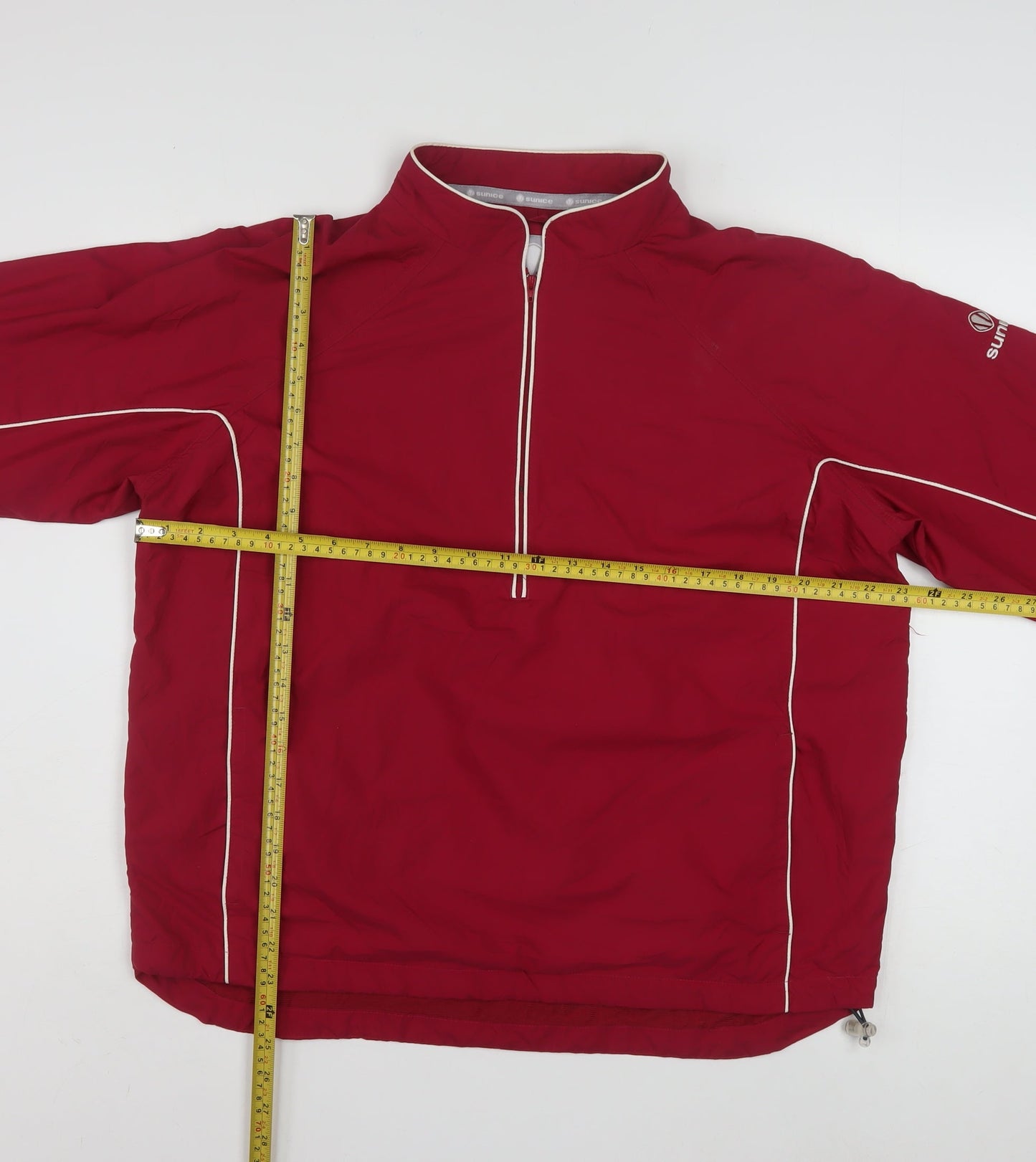 Sunice Men’s Red L Windbreaker Golf Jacket 1/4 Zip Polyester