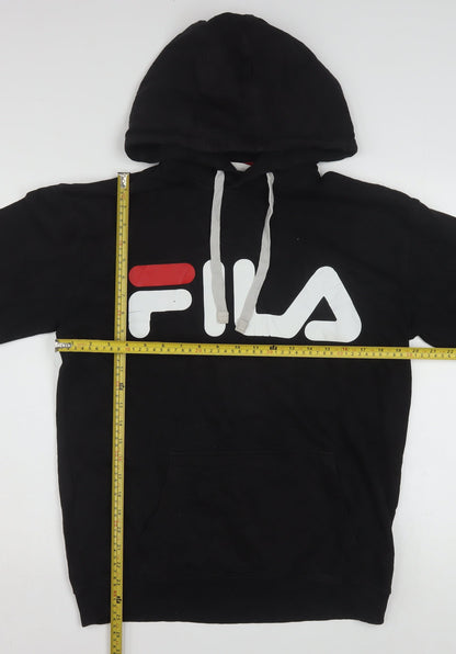 FILA Men's Black Small Pullover Hoodie with Logo, Fleece, Sports Style