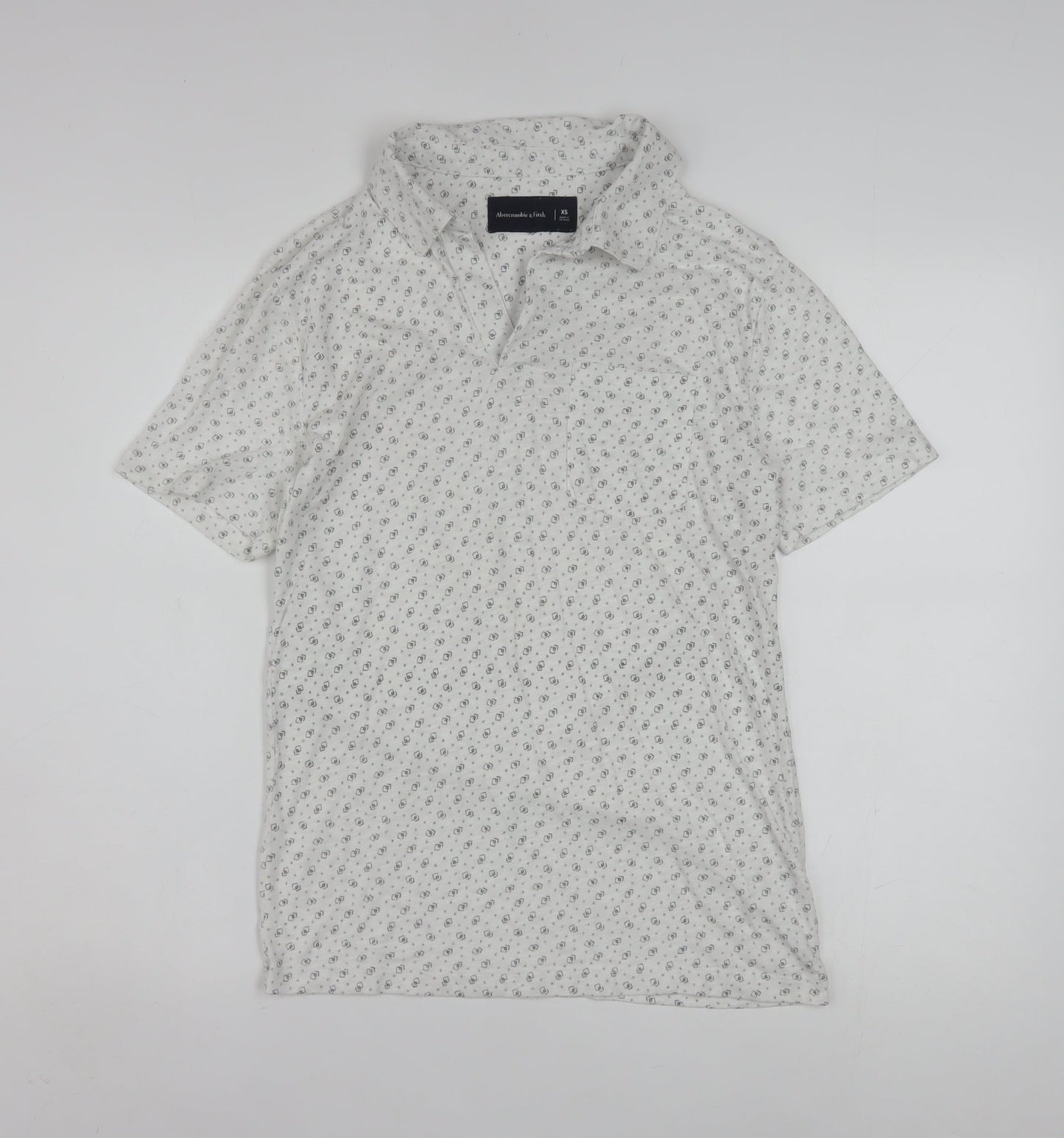 Abercrombie & Fitch Mens White XS Slim Fit Short Sleeve Button-Up Shirt