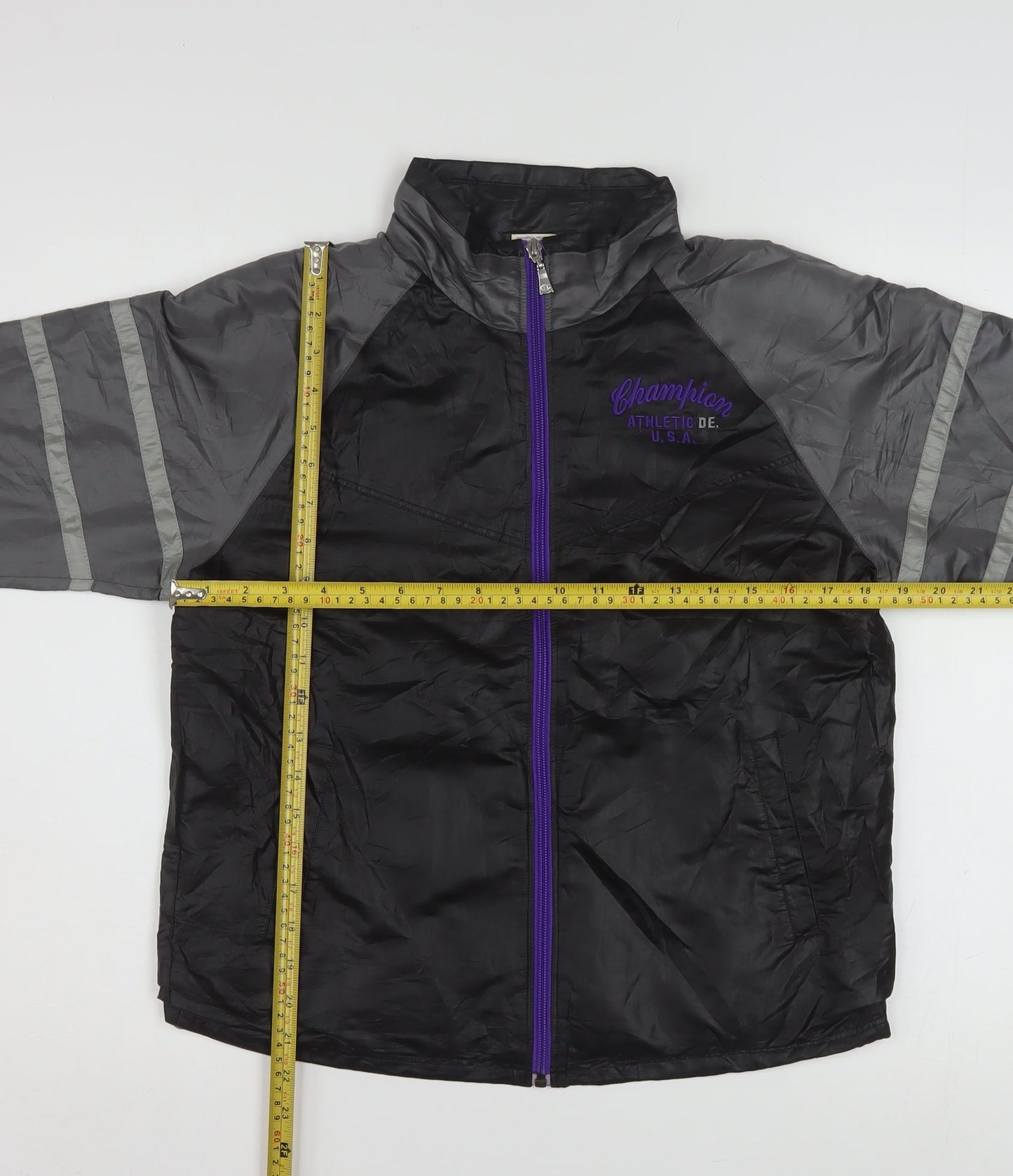 Champion Women's Black M Windbreaker Jacket Lightweight Reflective Zip