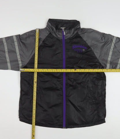 Champion Women's Black M Windbreaker Jacket Lightweight Reflective Zip