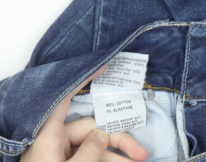 Jane Norman Womens Blue Size 10 Distressed Rhinestone Straight Jeans