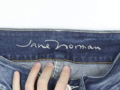 Jane Norman Womens Blue Size 10 Distressed Rhinestone Straight Jeans