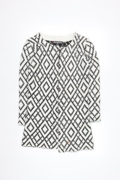 Rant & Rave Women's Black & White XS Geometric Knit Cardigan