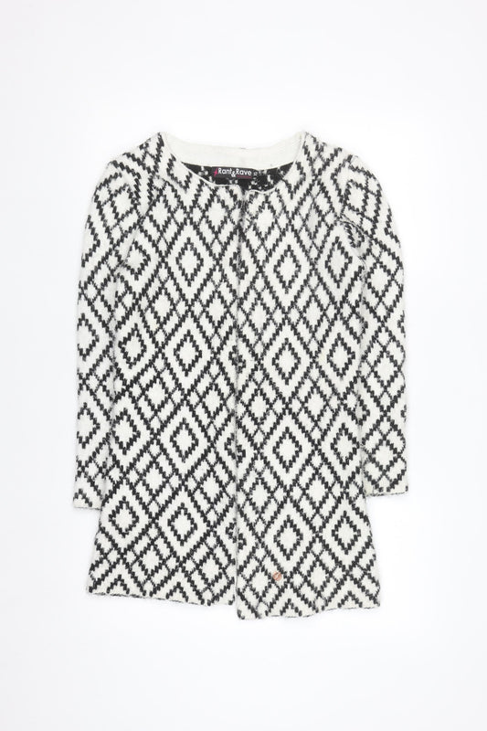 Rant & Rave Women's Black & White XS Geometric Knit Cardigan