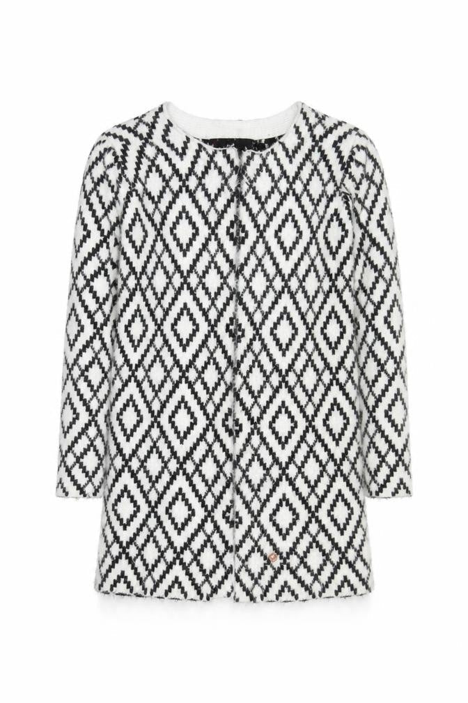 Rant & Rave Women's Black & White XS Geometric Knit Cardigan