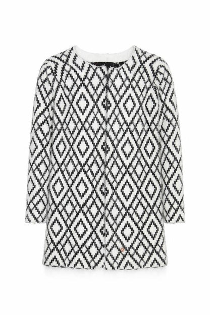 Rant & Rave Women's Black & White XS Geometric Knit Cardigan