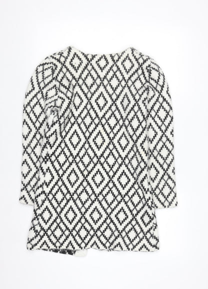 Rant & Rave Women's Black & White XS Geometric Knit Cardigan