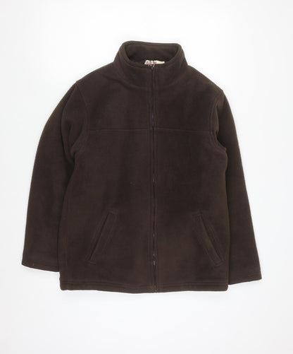 EWM Women Brown Full Zip Fleece Jacket Size 10/12 Polyester
