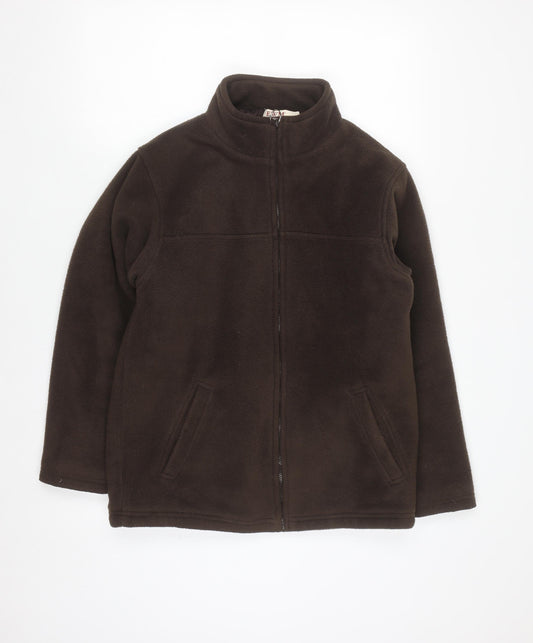EWM Women Brown Full Zip Fleece Jacket Size 10/12 Polyester