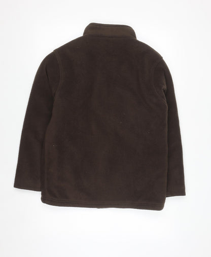 EWM Women Brown Full Zip Fleece Jacket Size 10/12 Polyester