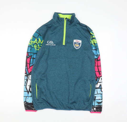 Additional front view of Masita girls’ blue 1/4 zip sweatshirt gaa kellogg's camp 5a