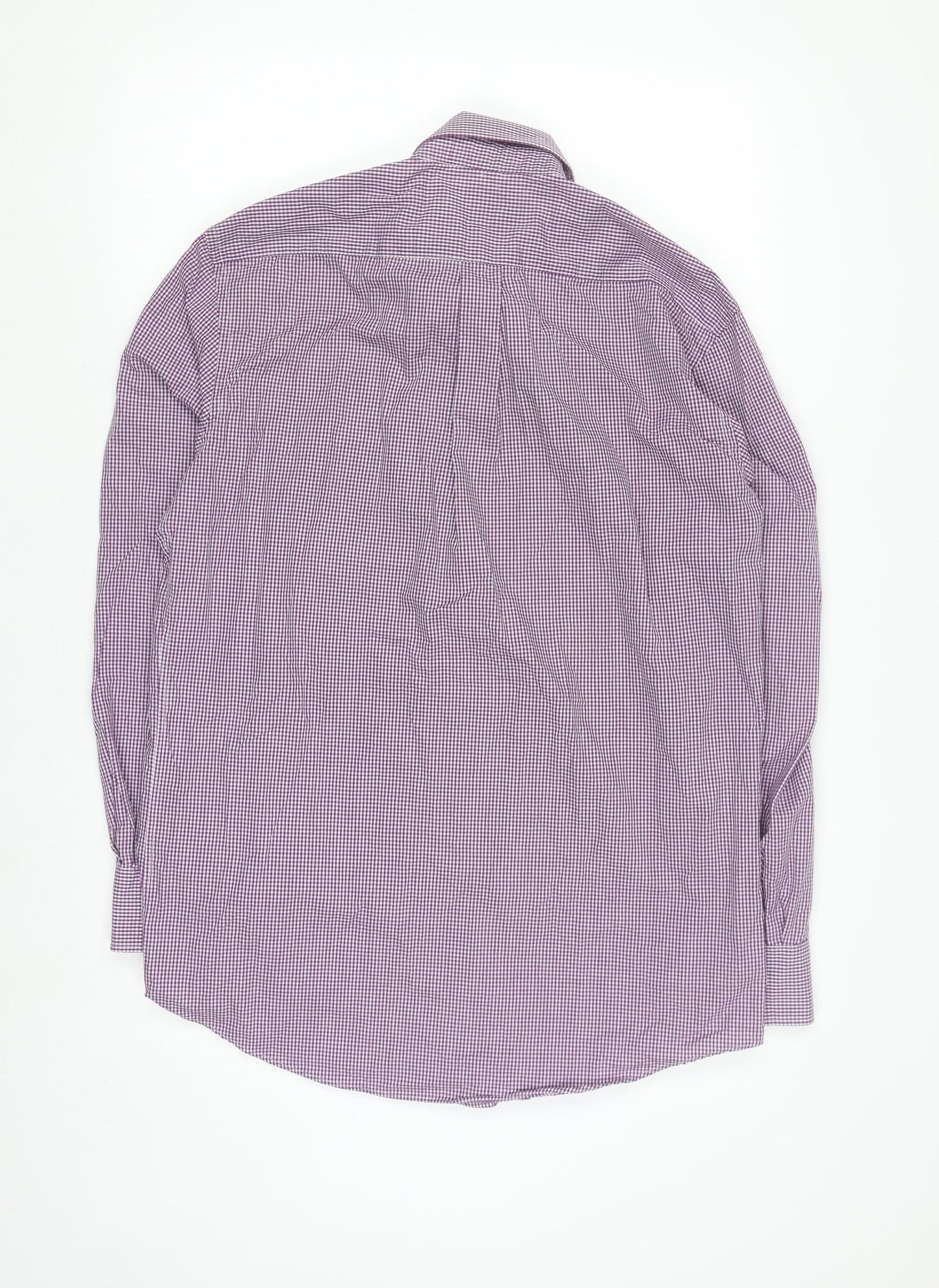 Dunnes Stores Men's Purple Check Regular Fit Long Sleeve Shirt 15.5in