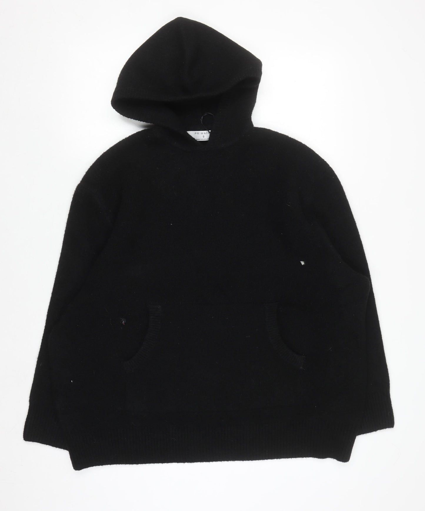 Primark Men Black Knit Pullover Hoodie Size S Wool Blend