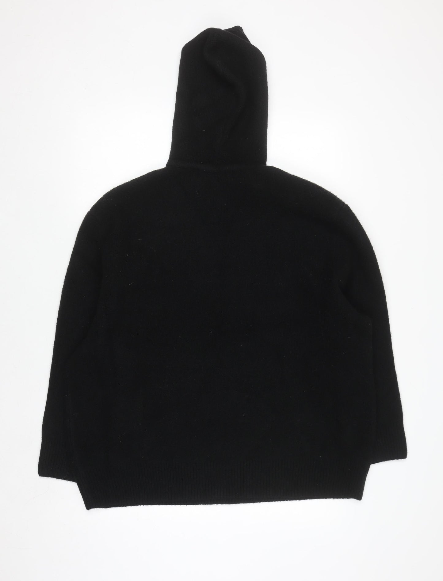 Primark Men Black Knit Pullover Hoodie Size S Wool Blend