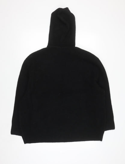 Primark Men Black Knit Pullover Hoodie Size S Wool Blend