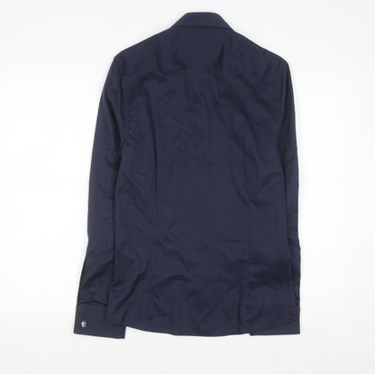 River Island Men's Blue Slim Fit Long Sleeve Button-Up Shirt XS