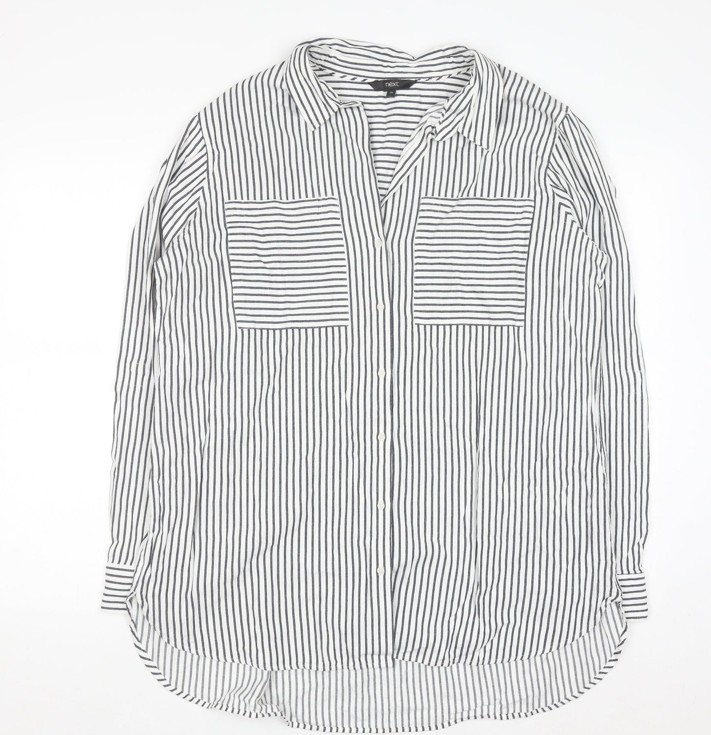 Next Women's White Striped Button-Up Shirt Size 20 Cotton