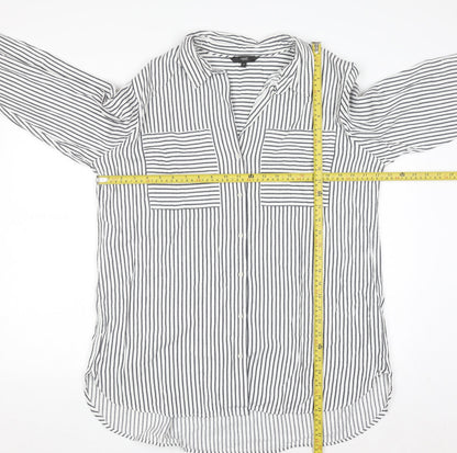 Next Women's White Striped Button-Up Shirt Size 20 Cotton