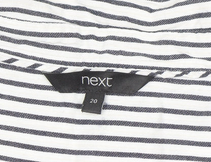 Next Women's White Striped Button-Up Shirt Size 20 Cotton
