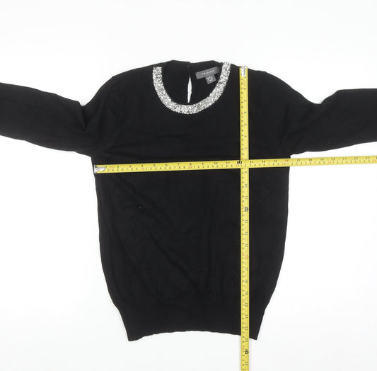 Primark Women’s Black Jewel Neck Long Sleeve Pullover Jumper Size 10/12
