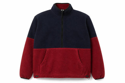 John Lewis Men's Blue Red Fleece Half Zip Pullover Sweatshirt M